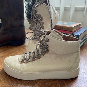 Women's Beige High-Top Sneakers